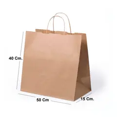 SMART BAGS - 25 Bolsas Papel Kraft Color Cafe Grande Delivery 50x 40x15 Kraf