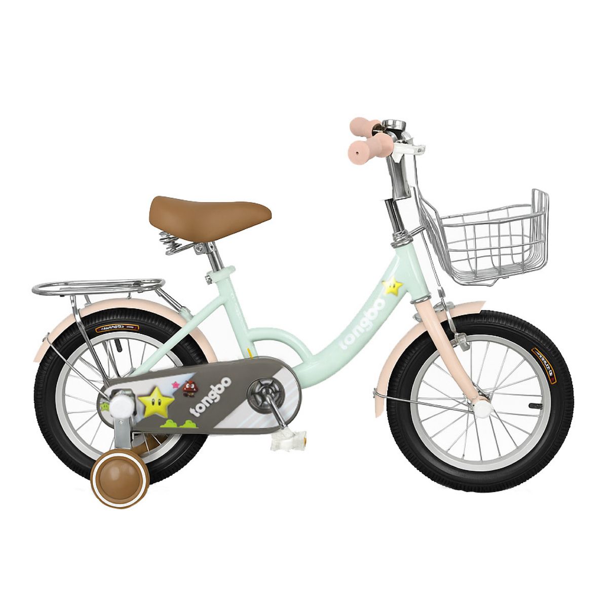 MUNDO ONLINE - Bicicleta Niña Infantil De Paseo Little Star Rueditas Aro 16 Verde Menta