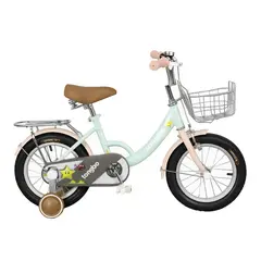 MUNDO ONLINE - Bicicleta Niña Infantil De Paseo Little Star Rueditas Aro 16 Verde Menta