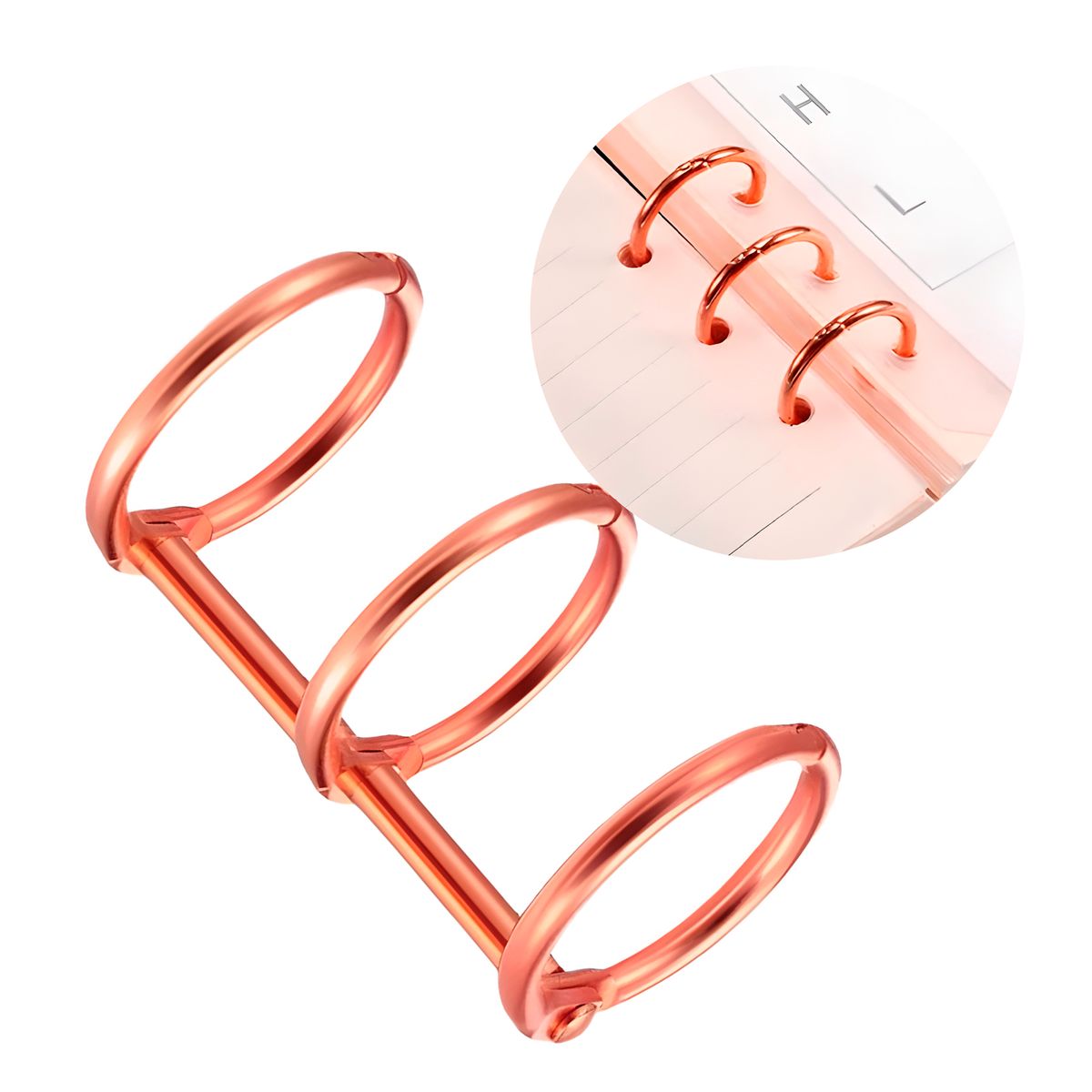 GENERICO - 20 Anillos Metalicos Encuadernación Oro Rosa 2.5 X 2.5 Cm