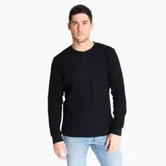 MERRELL - Polera Manga Larga Hombre Waffle Negro