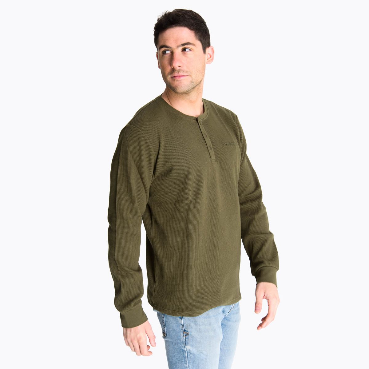 MERRELL - Polera Manga Larga Hombre Waffle Verde MERRELL