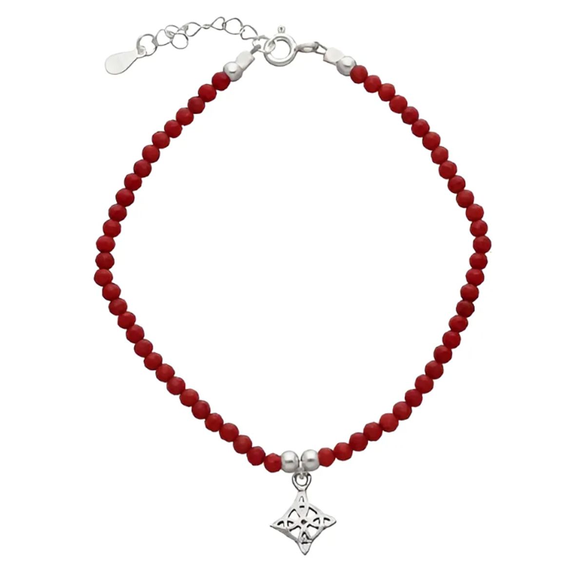 GENERICO - pulsera nudo de brujas proteccion plata 925 cristales rojos