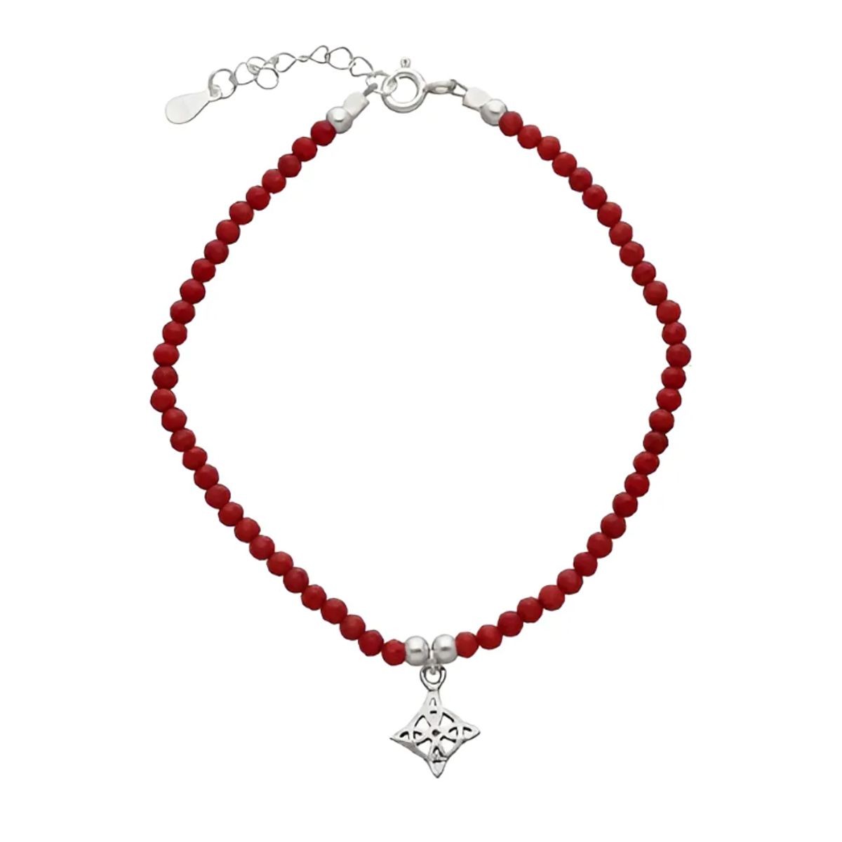 GENERICO - pulsera nudo de brujas proteccion plata 925 cristales rojos