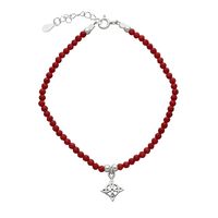 Pulsera nudo de brujas proteccion plata 925 cristales rojos