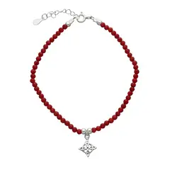GENERICO - Pulsera nudo de brujas proteccion plata 925 cristales rojos