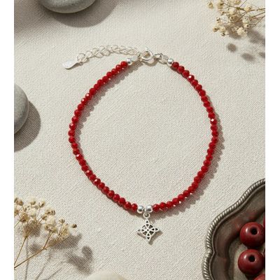 Imagen 2 del producto Pulsera nudo de brujas proteccion plata 925 cristales rojos