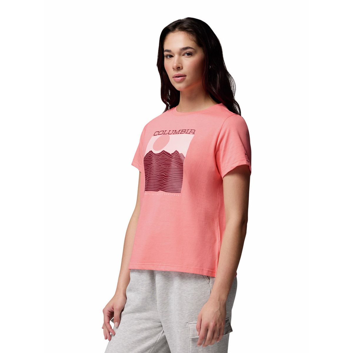 COLUMBIA - Polera M/L Mujer Rolling Bend Graphic Rojo COLUMBIA