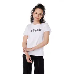 EFESIS - POLERA MILA REGULAR ESTAMPADO Y LENTEJUELAS BLANCO