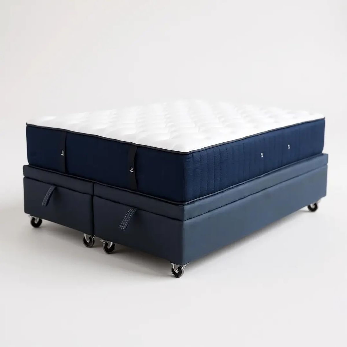 BLOCCARE - Cama Baul 2 Plazas L190 + Colchon CIC PREMIUM / Ruedas PYTON (Gris)