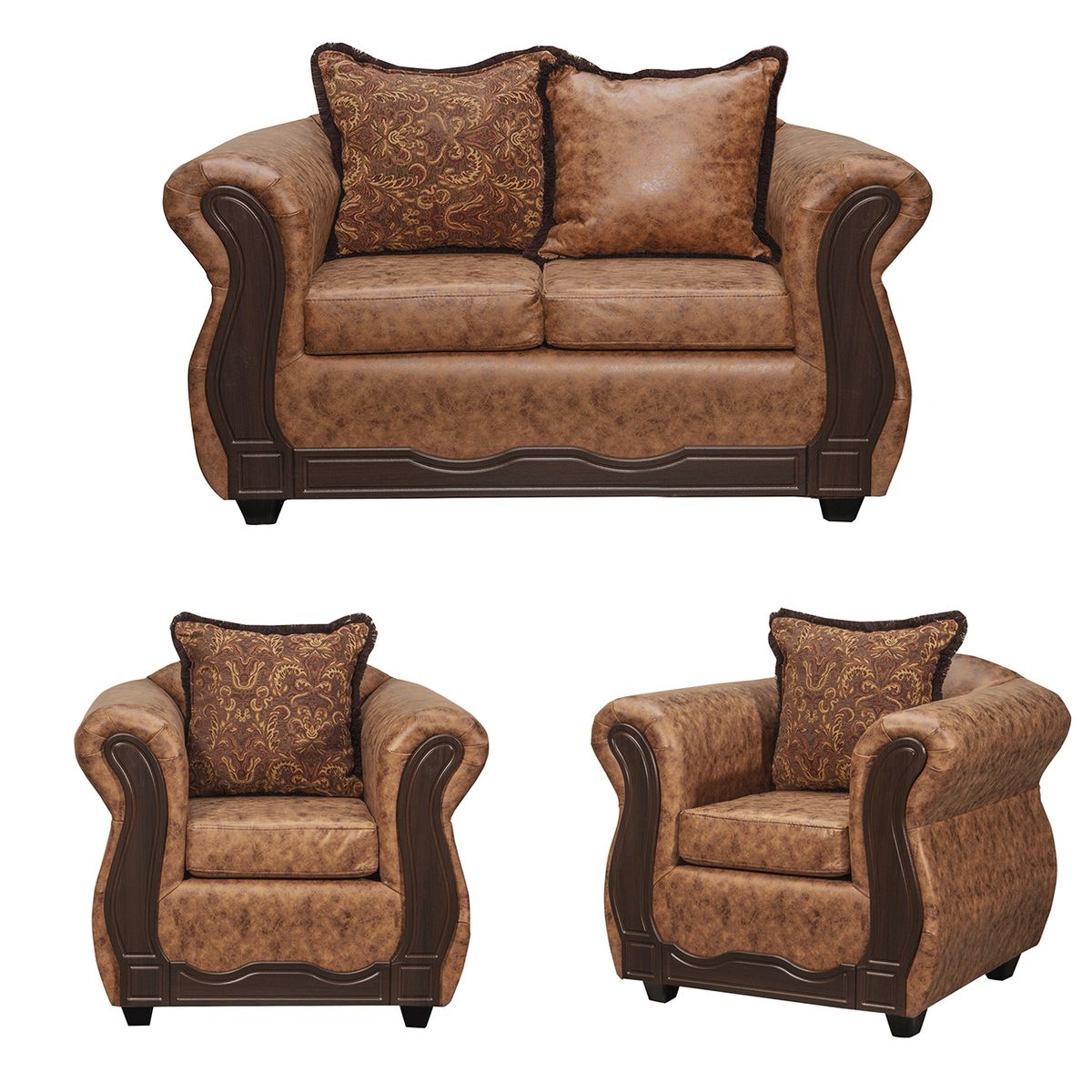 BLACK FACTORY - Juego de Living 2 1 1 Sofia PU