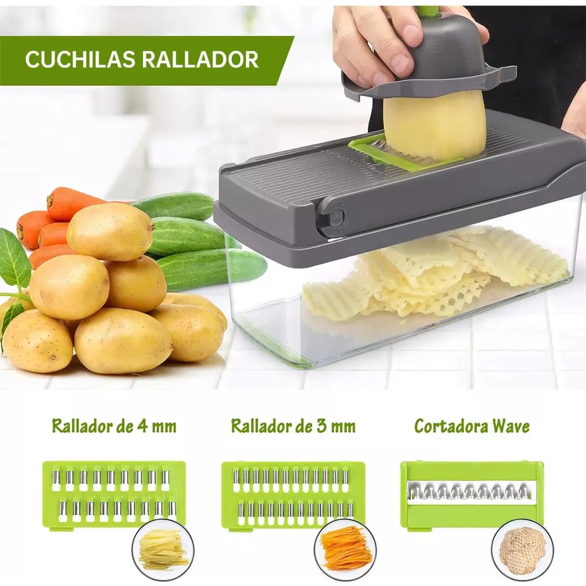 CORTADOR DE VERDURAS MULTIFUNCIONAL 12 EN 1 – CON RECIPIENTE, marca MOVI - Foto 2