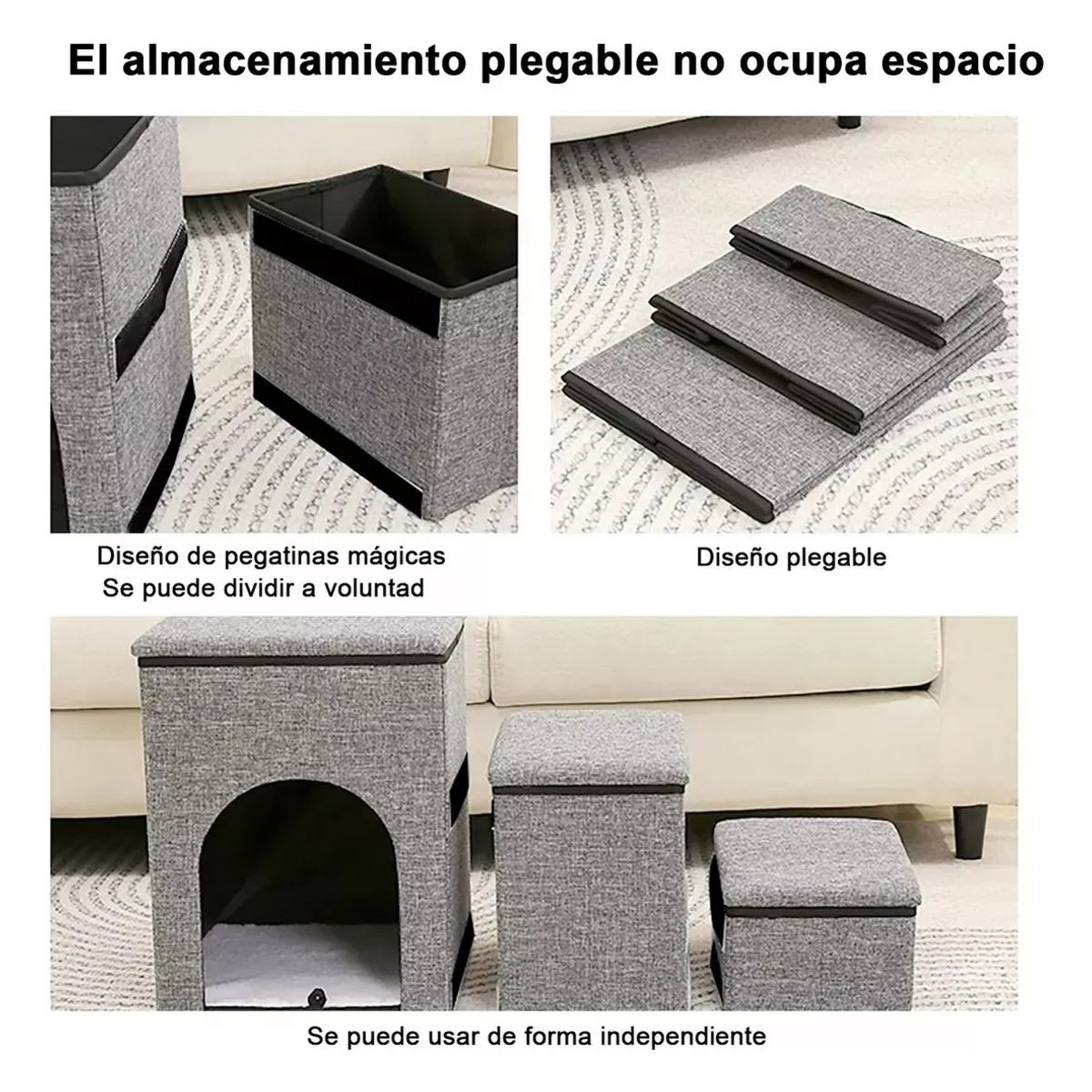 EVERSO - Escalera Mascota Perro Gato Con Almacenamiento Plegable Gris