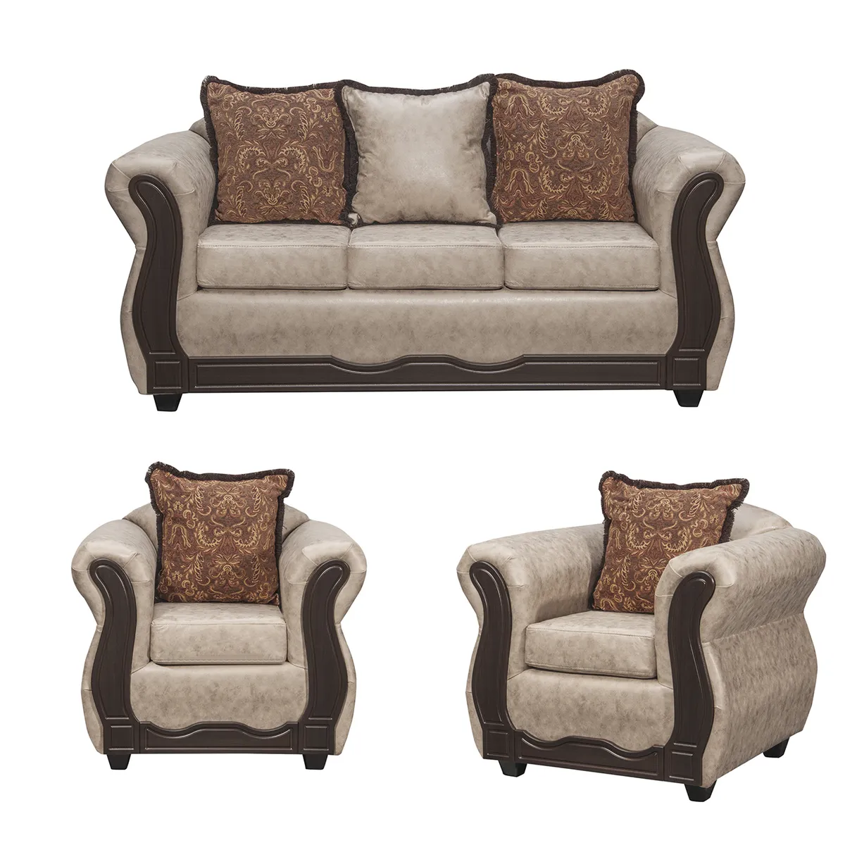 BLACK FACTORY - Juego de Living 3 1 1 Sofia PU