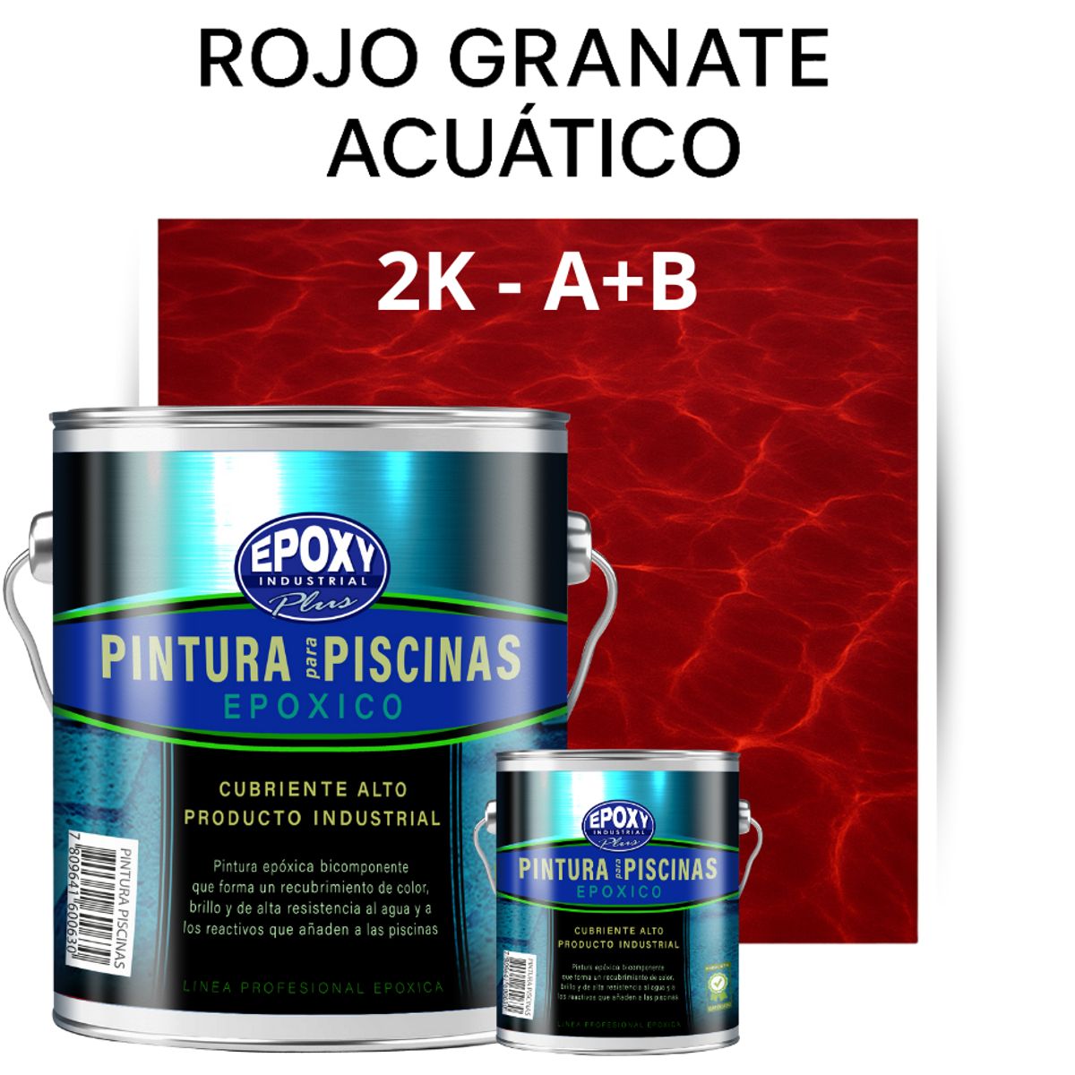 EPOXY - Pintura Epóxica 2K para Piscinas-2K A+B- GALON-ROJO GRANETE ACUATICO