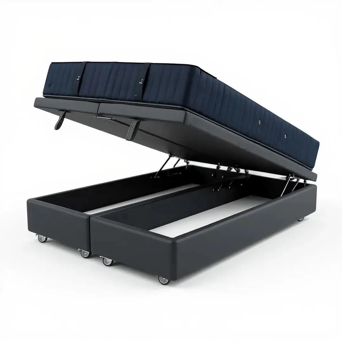 BLOCCARE - Cama Baul 2 Plazas L190 + Colchon CIC SUPERPREMIUM/Ruedas DELUXE(Gris)