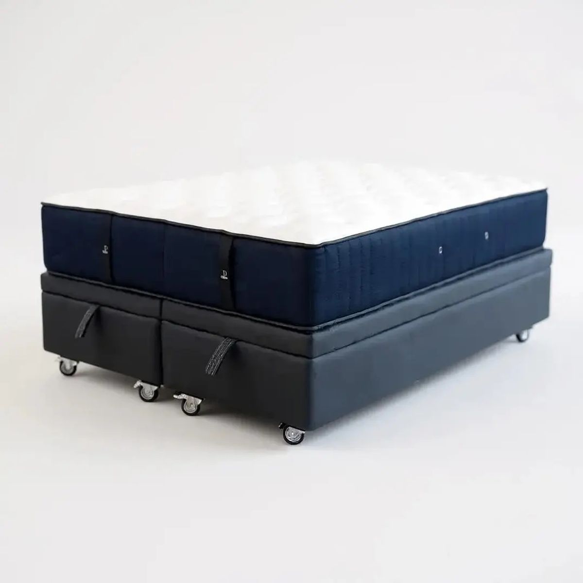 BLOCCARE - Cama Baul 2 Plazas L200 + Colchon CIC SUPERPREMIUM/Ruedas DELUXE(Gris)