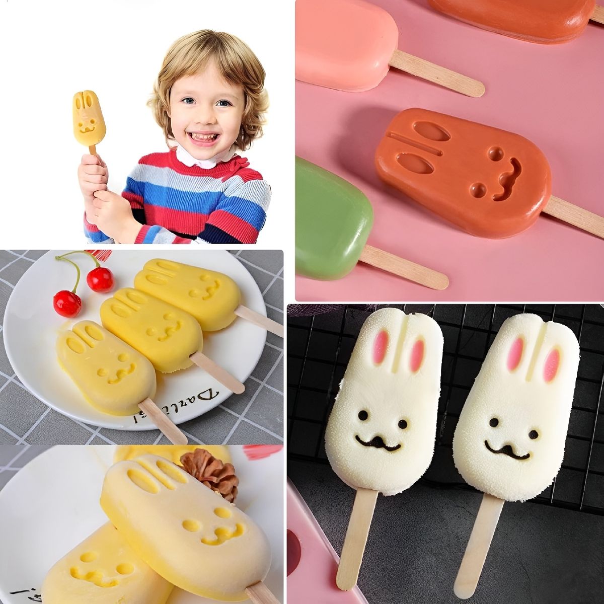 PASTELERIUSCL - Moldes  Silicona Para Helados Molde Paletas Helado Conejo Molde Silicona Repostería MoldeS Repostería