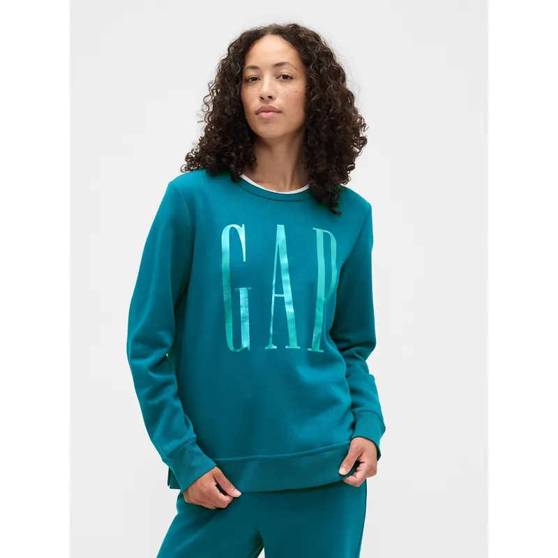GAP - Poleron Gap Logo Crew Sin Gorro Sin Cierre Mujer Celeste