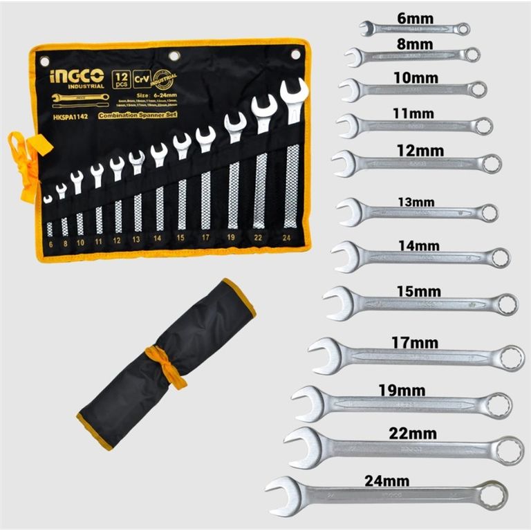 Set Llaves Punta/Corona Industrial 12 Piezas 6-24Mm