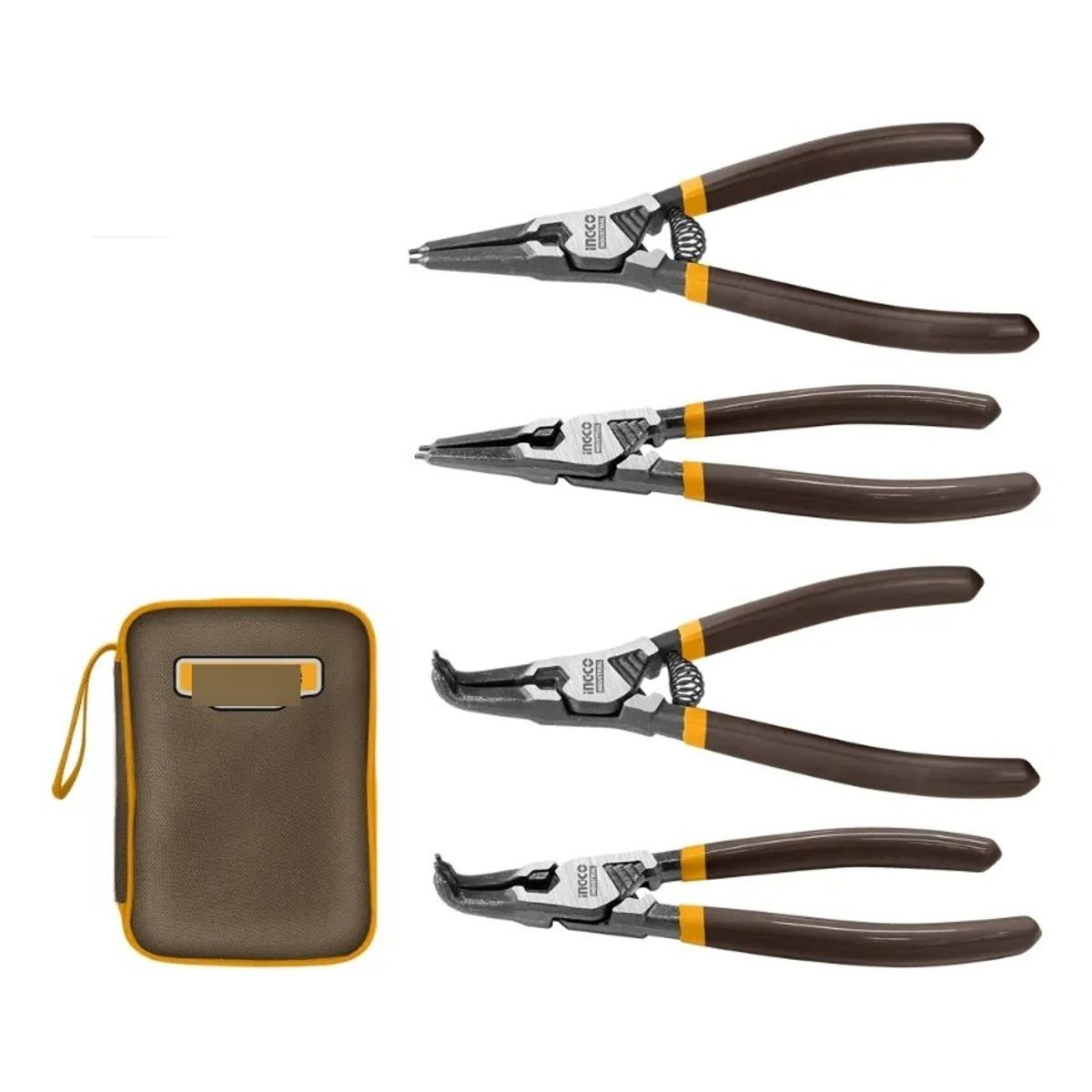 INGCO - Set Alicates Seguro Seeger Externo/Interno 4 Piezas 180Mm/7"