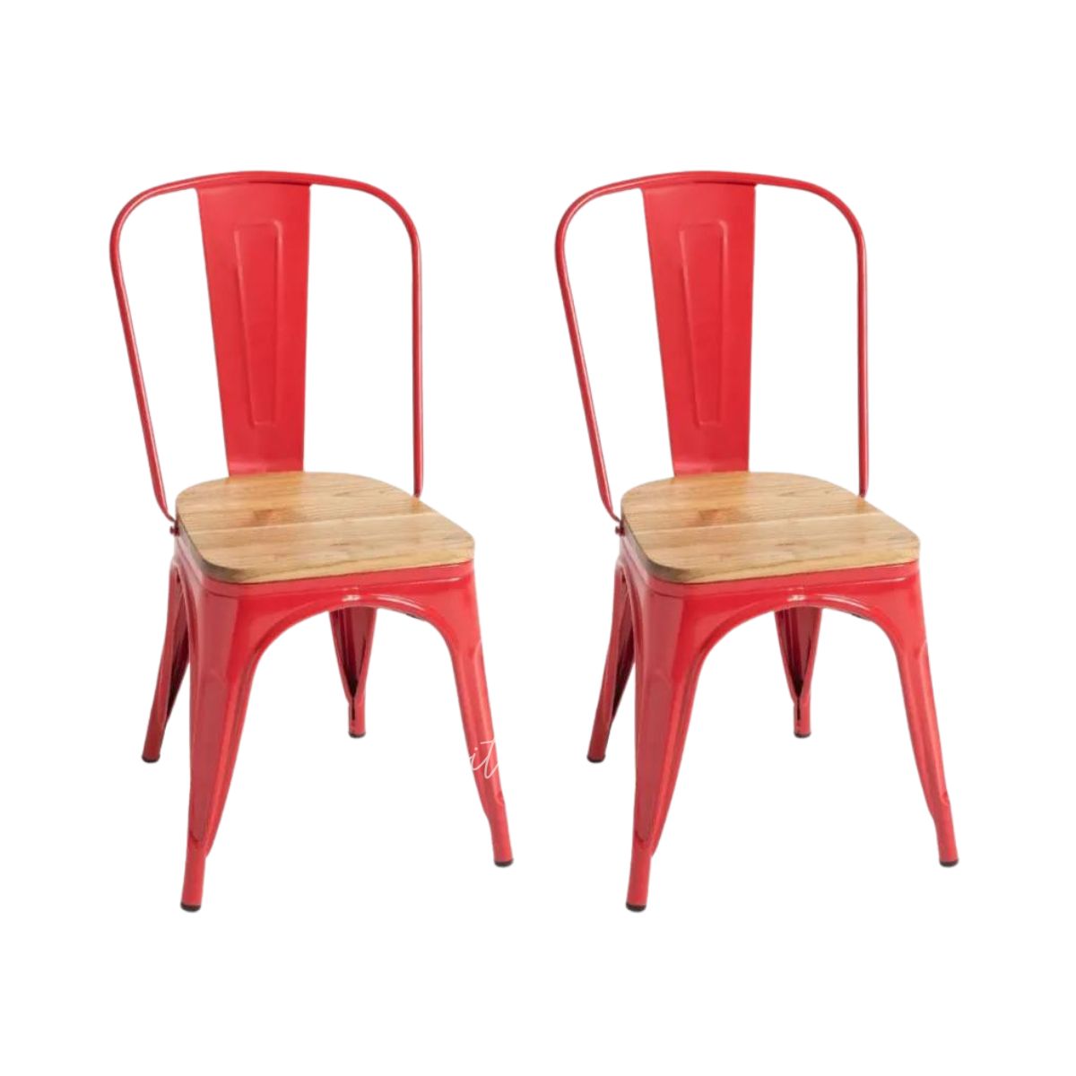 HABITA2 CHILE - Pack 2 Silla Tolix con asiento de madera - Negro