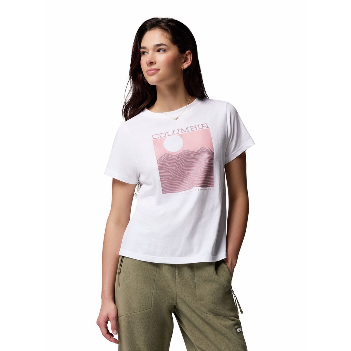 COLUMBIA - Polera M/C Mujer Rolling Bend Graphic Blanco COLUMBIA