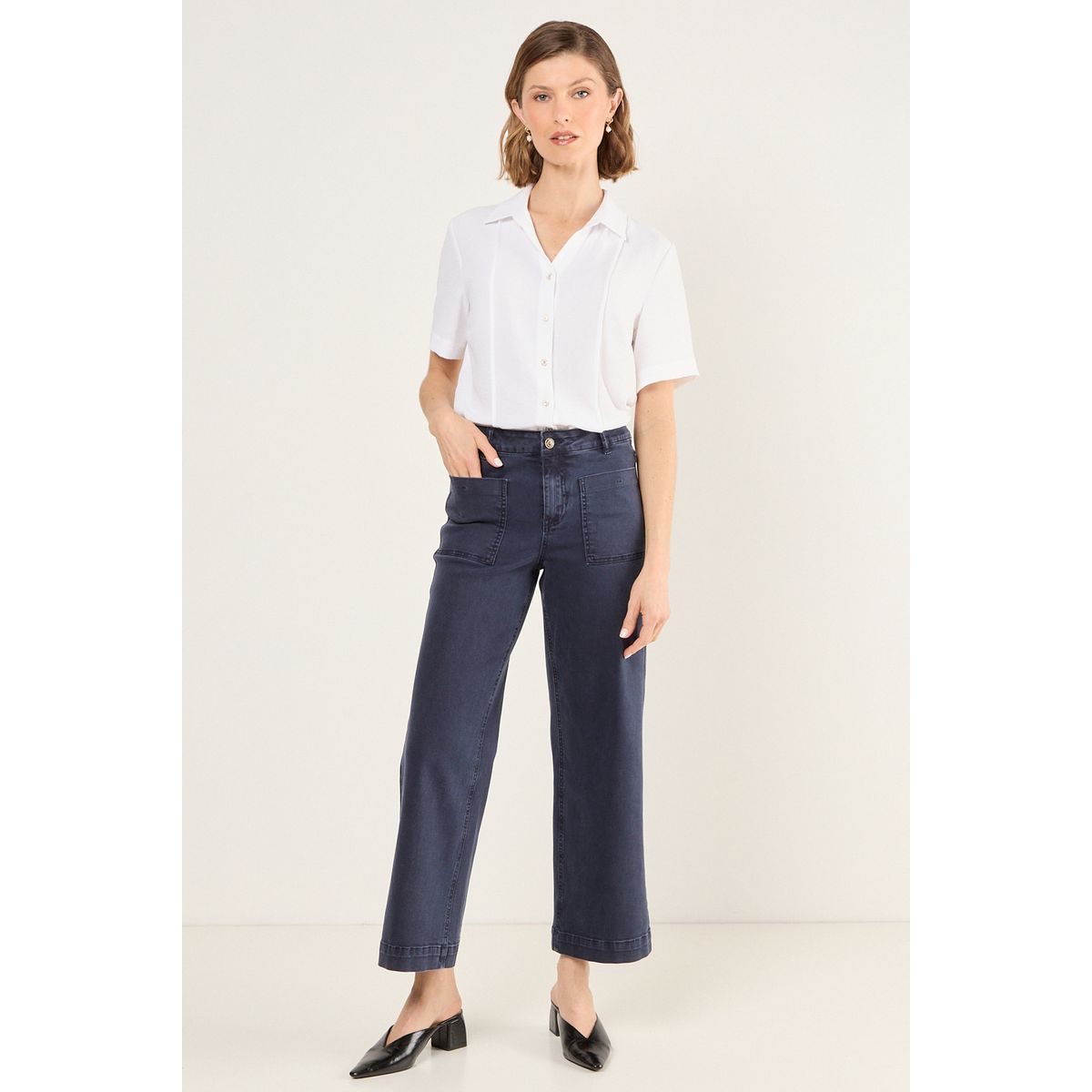 MA GRIFFE - Jeans Wide Color Mujer Azul Magriffe