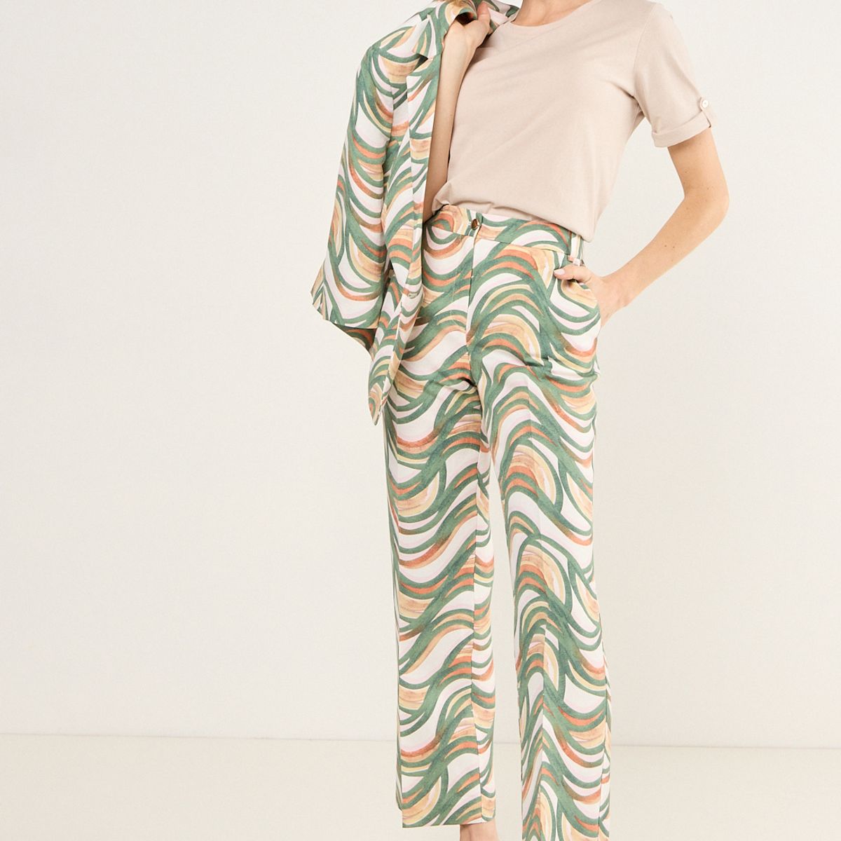 MA GRIFFE - Pantalon Mujer Beige Magriffe
