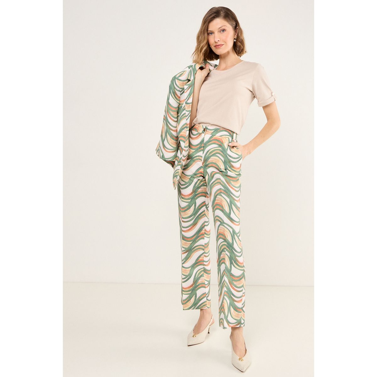 MA GRIFFE - Pantalon Mujer Beige Magriffe