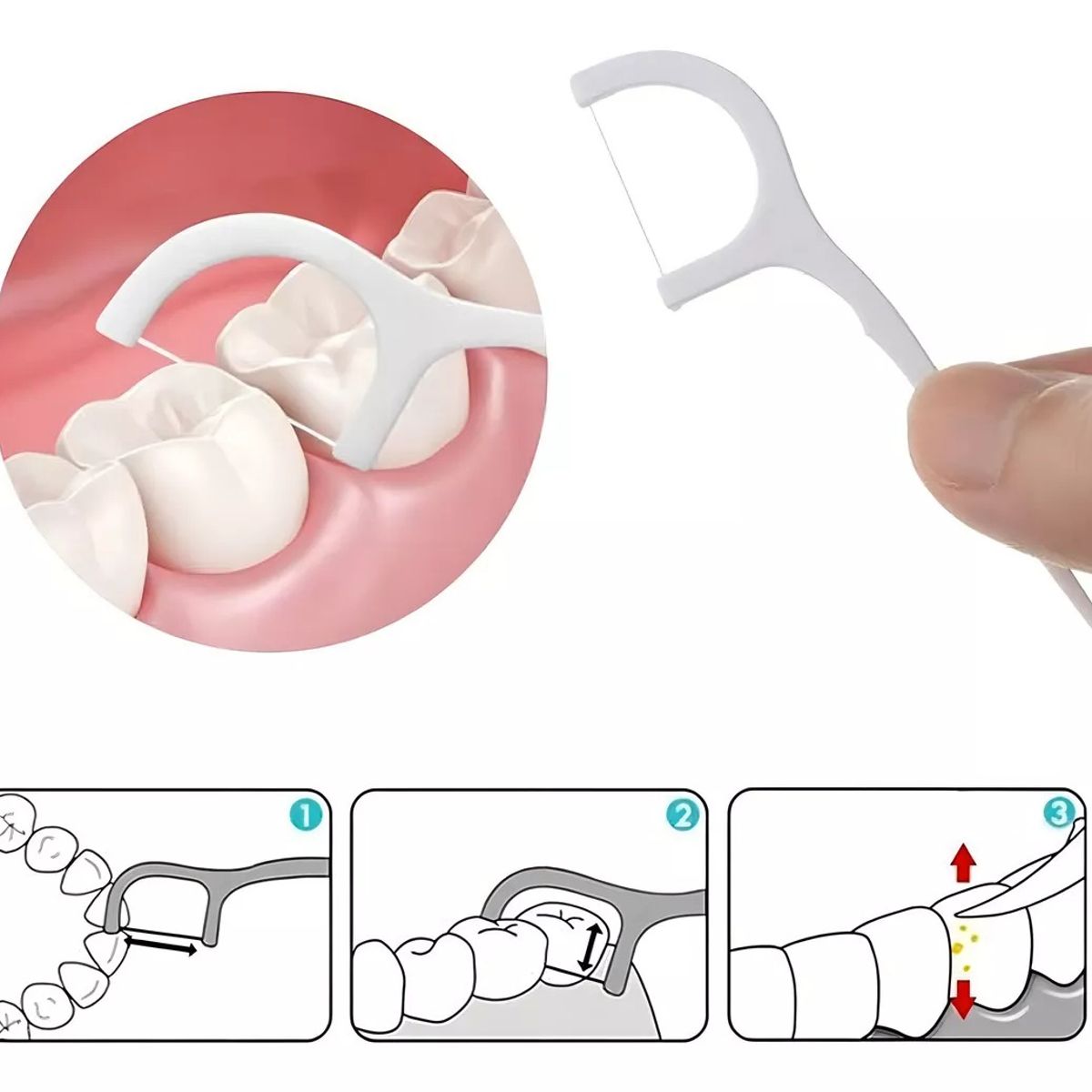 GENERICO - Palillo Hilo Dental Limpieza Interdental 50 Unidades