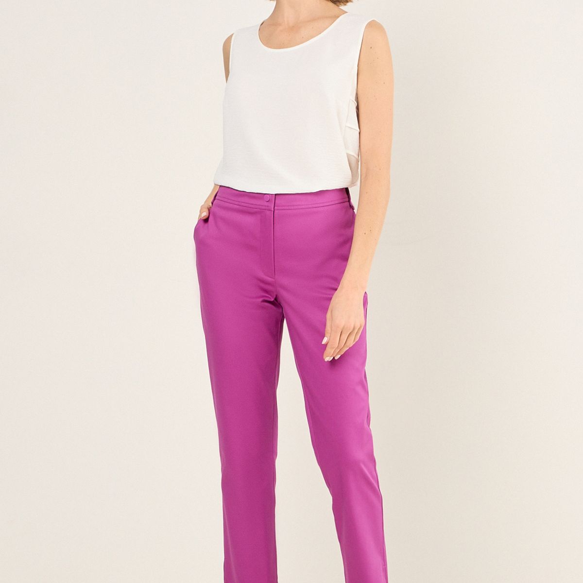 MA GRIFFE - Pantalon Liso Mujer Violeta Magriffe