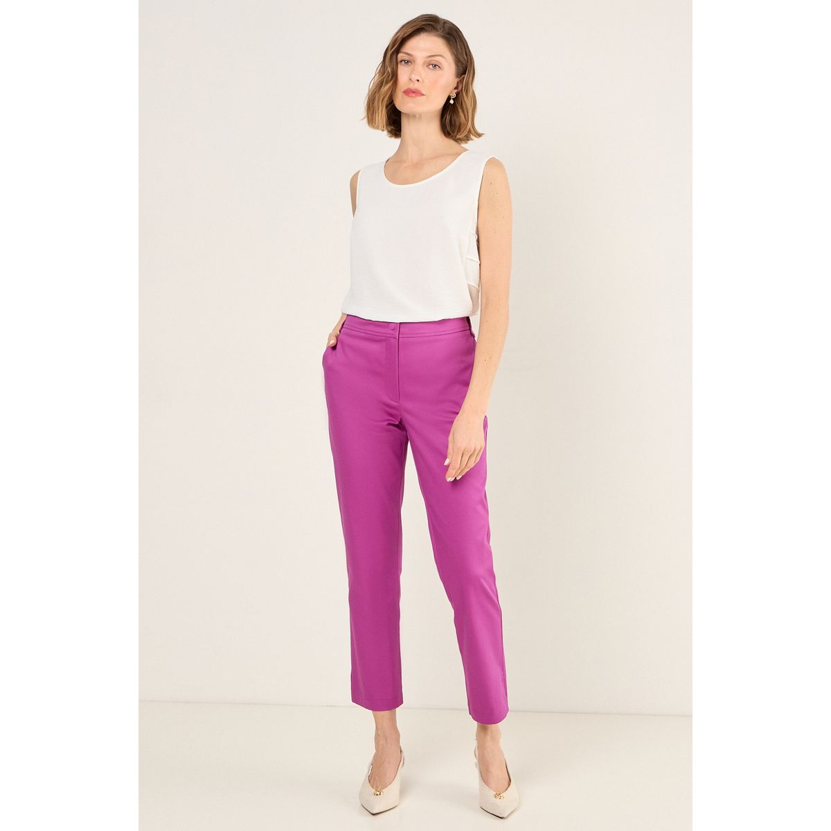 MA GRIFFE - Pantalon Liso Mujer Violeta Magriffe
