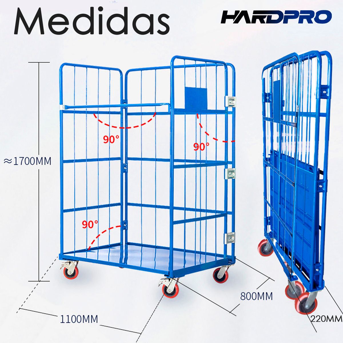HOMEBRANDT - Carro Picking De Carga Para Bodega Plegable Acero 500kg Industrial