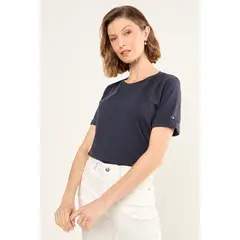 MA GRIFFE - Polera Lisa De Lino Mujer Azul Magriffe