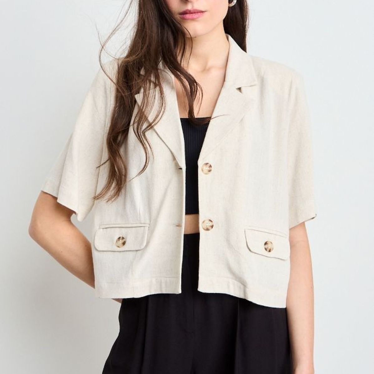 IO - Blusa Lisa Mujer Beige Io