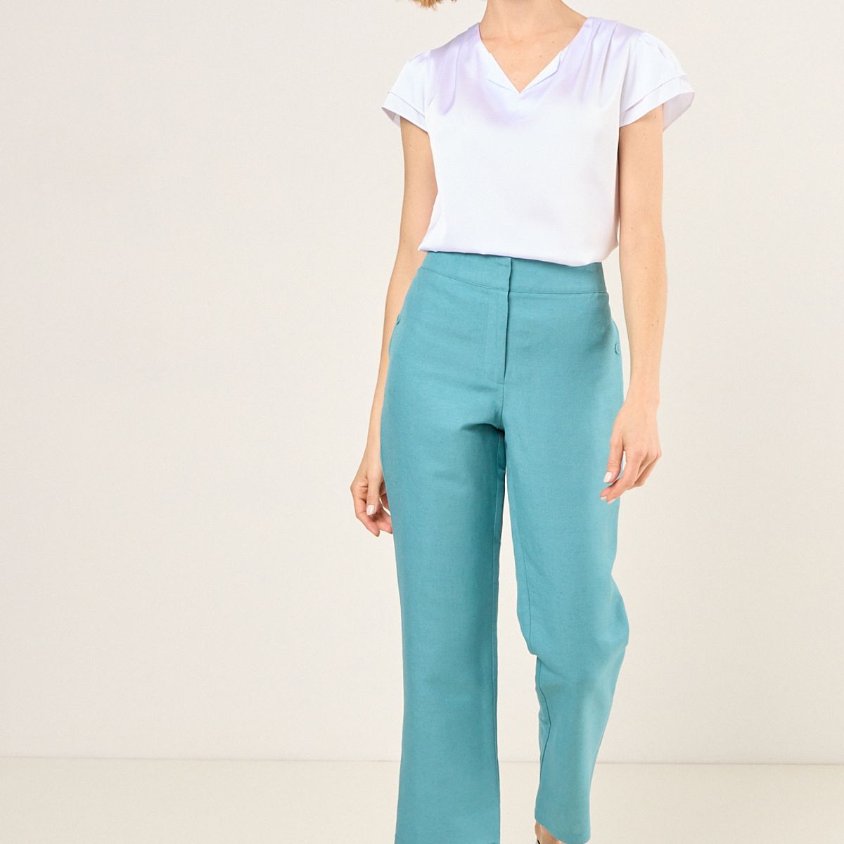 MA GRIFFE - Pantalon Liso Mujer Verde Oliva Magriffe