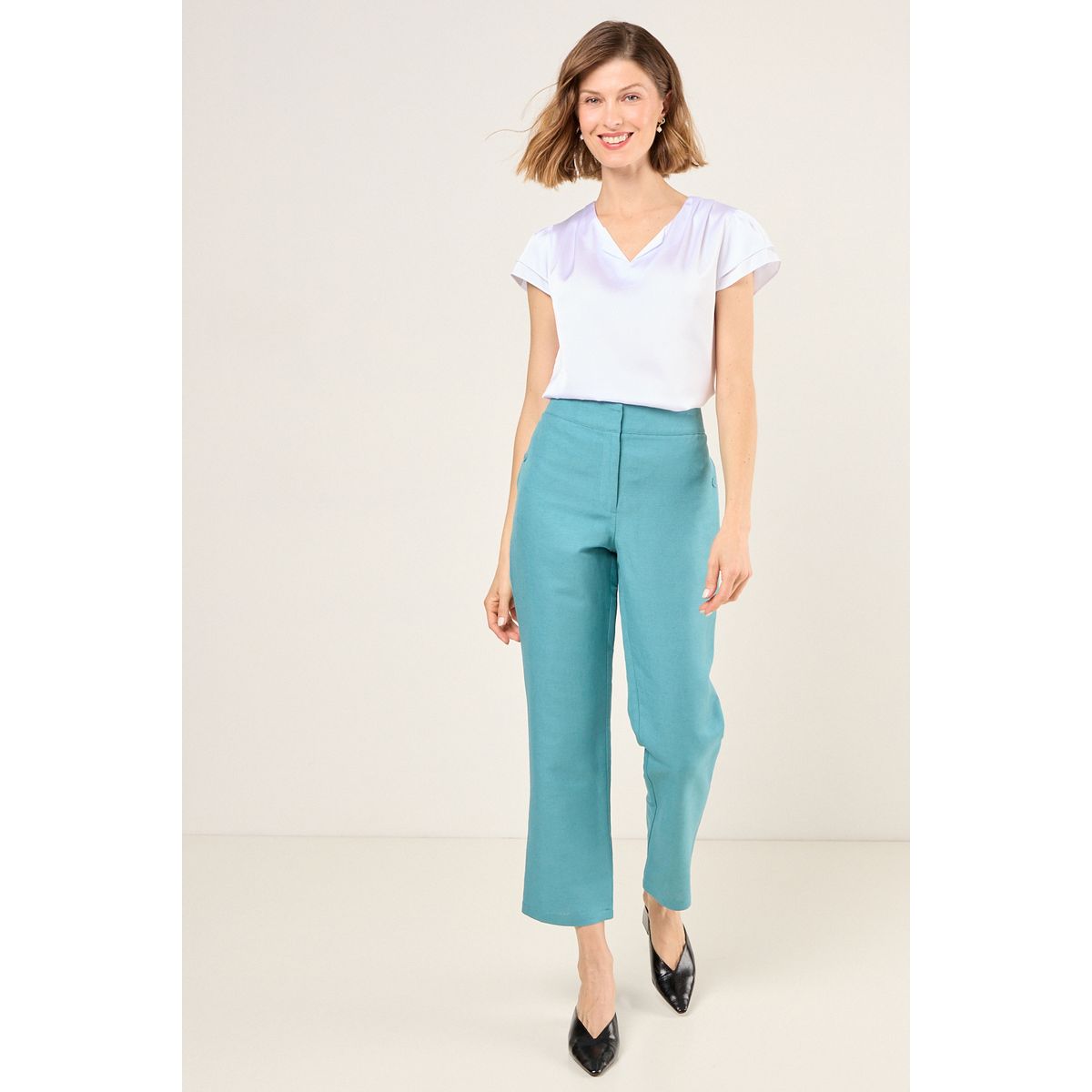 MA GRIFFE - Pantalon Liso Mujer Verde Oliva Magriffe