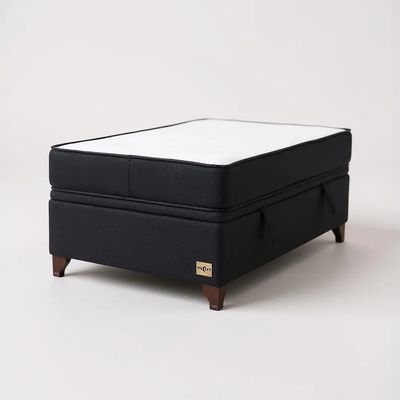 Imagen 2 del producto Cama Baul 1 Plaza + Colchon Black L190/ Patas De Madera 11CM(Negro)
