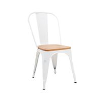 Silla Tolix con asiento de madera