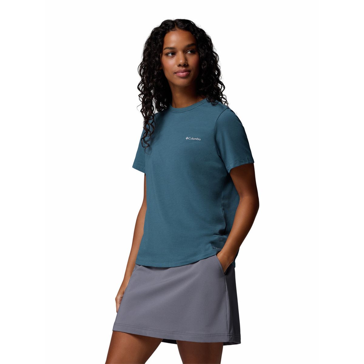 COLUMBIA - Polera Manga Corta Mujer Sun Trek II Azul COLUMBIA