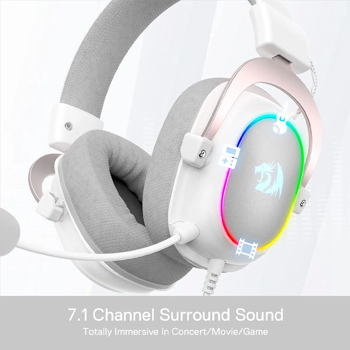 REDRAGON - Audifonos Gamer Redragon Zeus H510-X RGB Blancos 7.1 USB