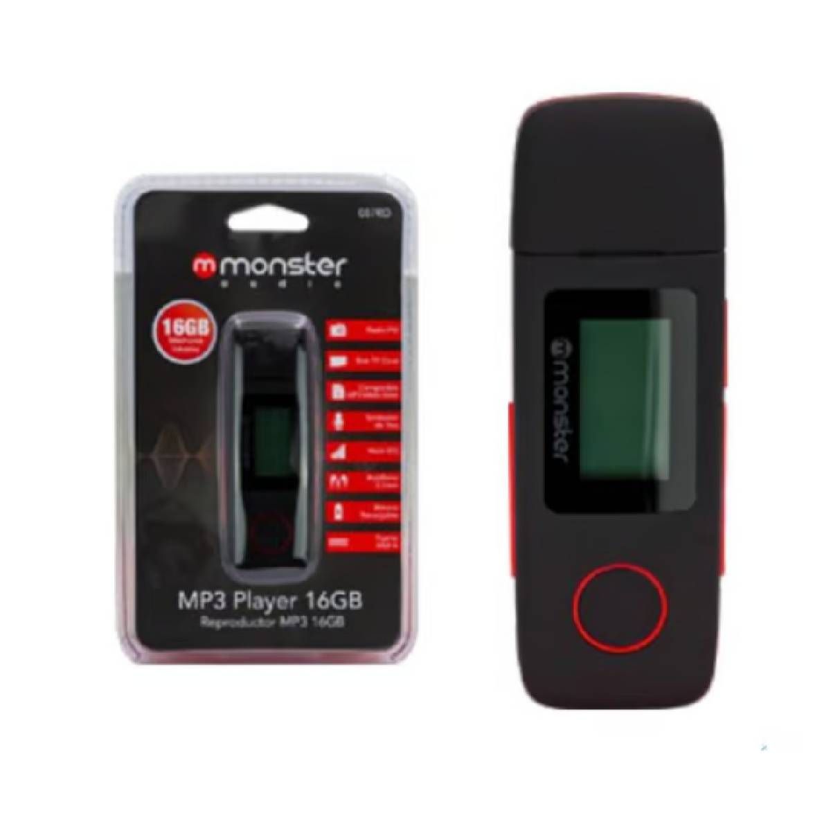 MONSTER AUDIO - Reproductor MP3 Monster Audio MX087RD Rojo