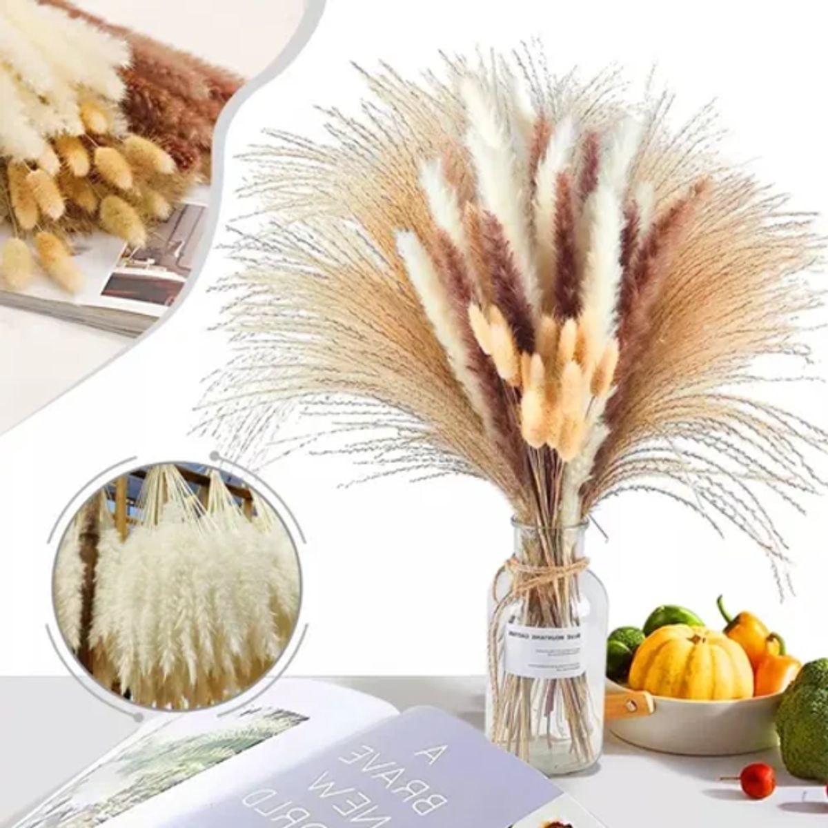 GENERICO - Pampas secas 65 uds plantas decorativas