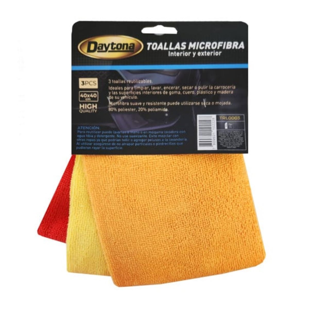 DAYTONA - Daytona Kit 3 Paños Microfibra Multiuso Reutilizable 40x40cm
