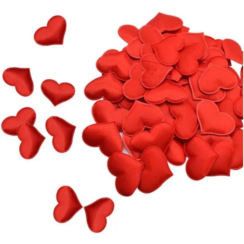 GENERICO - Pétalos corazón tela rojo 100 uds 3 cm
