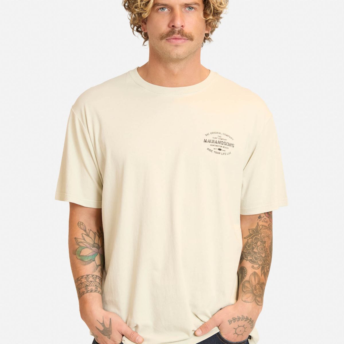 MAUI AND SONS - Polera MC Lokix Beige Hombre Maui And Sons