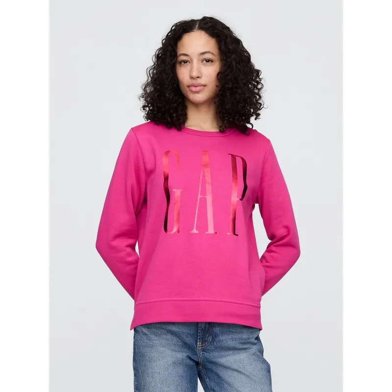GAP - Poleron Gap Logo Crew Sin Gorro Sin Cierre Mujer Fucsia