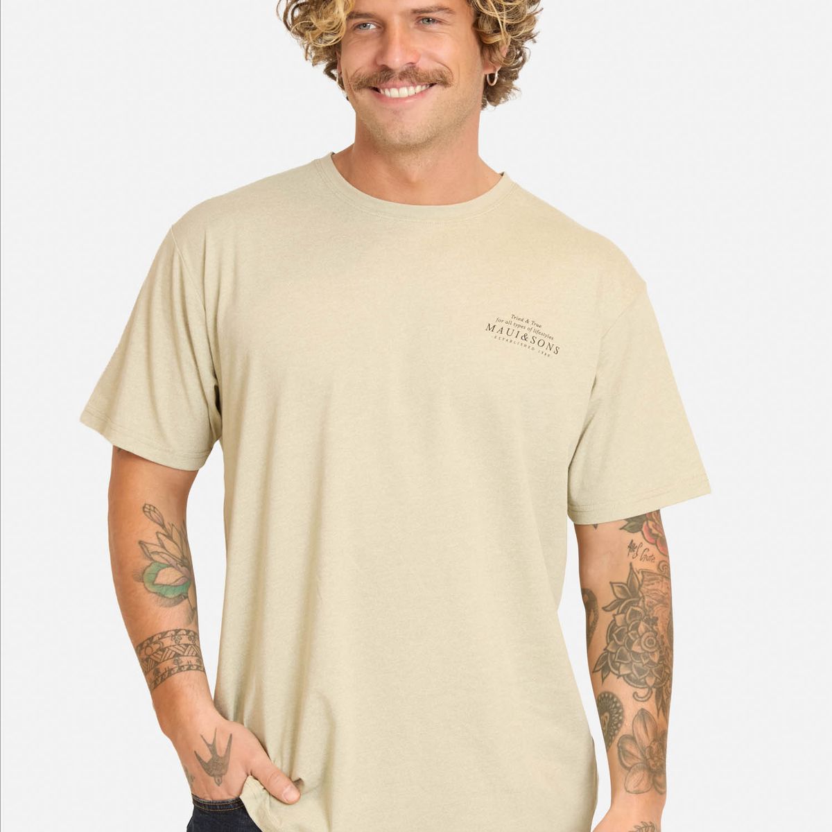 MAUI AND SONS - Polera MC Zarizo Beige Hombre Maui And Sons