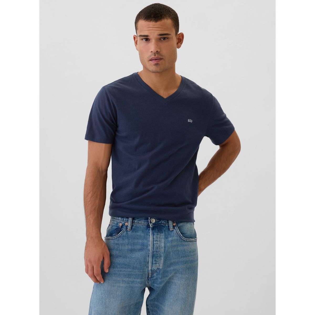 GAP - Polera Gap Ss Logo Casuales Manga Corta Hombre Azul